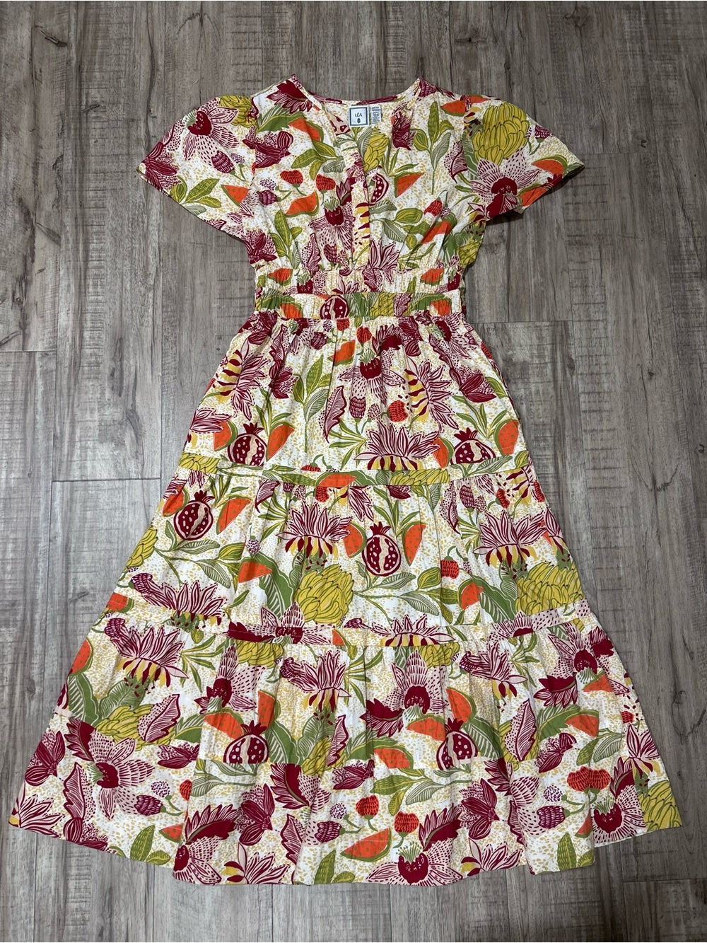 Lea 100% cotton Floral Tiered maxi multicolor garden dress summer fall boho